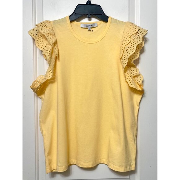 New Joes Jeans The Alexis Broderie Eyelet Sleeve Top in Yellow Size L - Picture 4 of 10